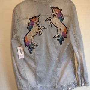 LulaRoe jaxon unicorn jean jacket